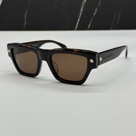 NEW AM0409S 002 ALEXANDER MCQUEEN SUNGLASSES HAVANA EYEWEAR ALEXANDER MCQUEEN - Picture 1 of 12